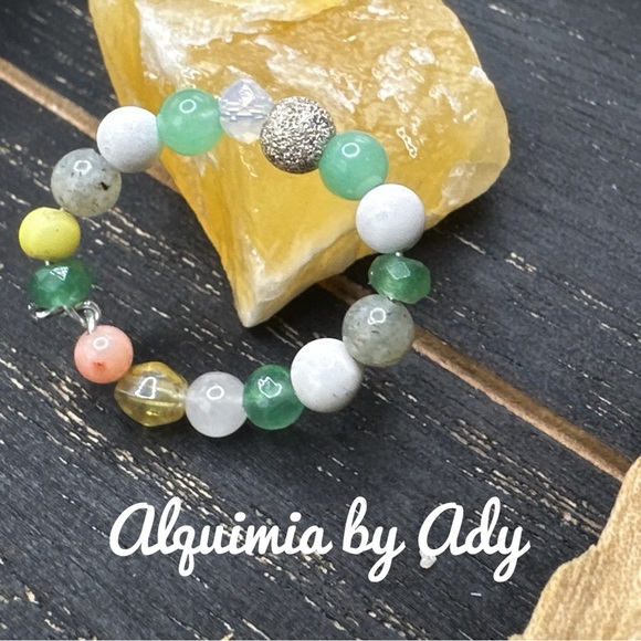 Aventurine beaded handmade ring Shabby chic - Picture 1 of 5